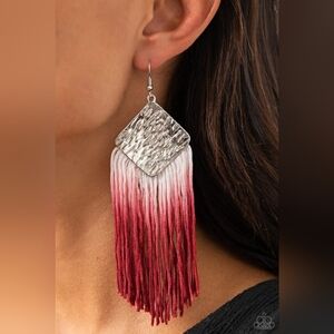 Paparazzi Silver and Red Statement Earrings